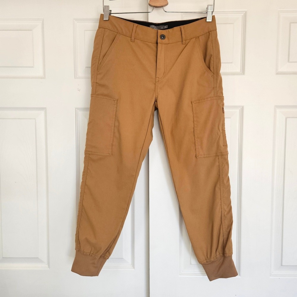 Prana Halle Jogger Pants Womens 4 Dark Ochre Tan Cargo Hiking Climbing - Picture 3 of 8